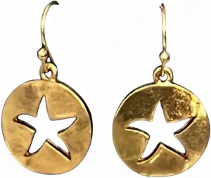 Earrings Gold Tone Dangle Earrings Beach Starfish Vintage Metal Tone Dangle Drop Lightweight Geometric Hoop Jewelry With Crystal Accents Minimalist For Everyday or Party