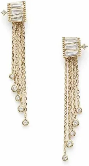 Earrings Jewelry Gifts for Women -10K Gold Plated 925 Sterling Silver Zirconia Tassel Stud Earrings for Women | Vintage Style Jewelry Gifts for Her