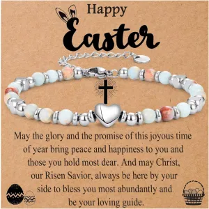 Easter Basket Stuffers for Teen Girls Christian Gifts Heart Bracelet Religious Gifts for Daughter, Granddaughter, Niece, Sister