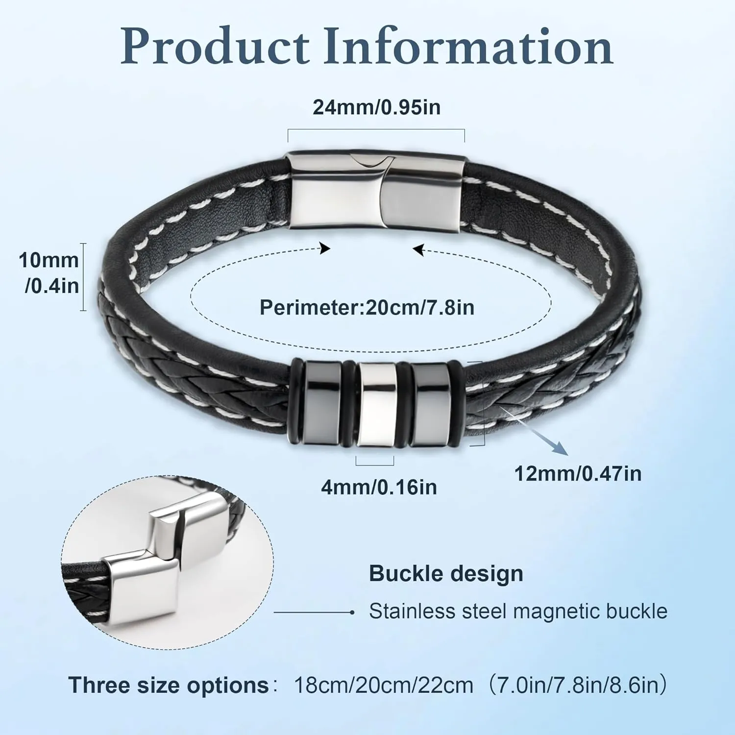Easycosy Personalized Name Bracelet for Dad Men with Custom Beads Leather Bracelet with Engraved Names for Husband Boyfriend Customized Fathers Day Birthday Gifts for Him