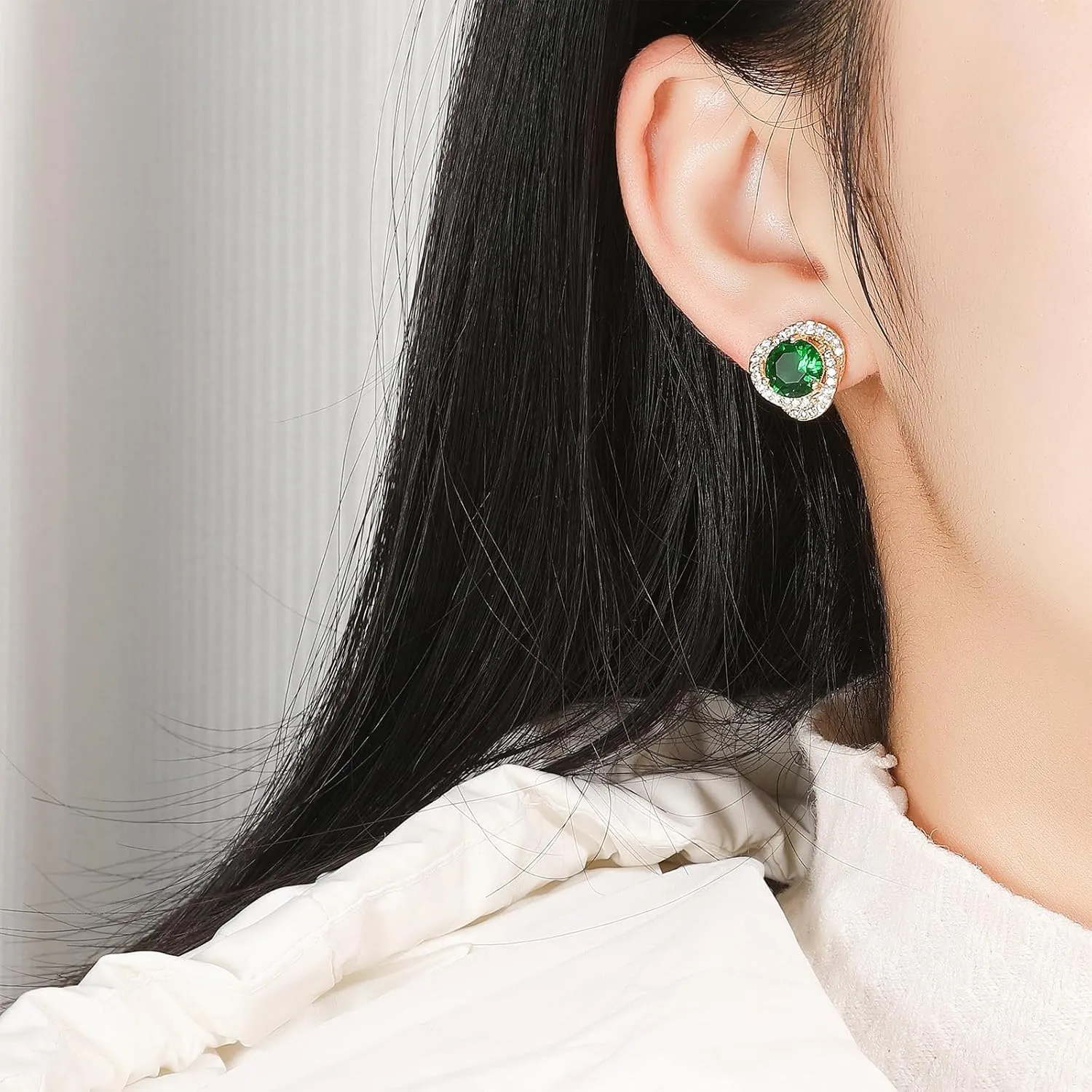 Emerald Earrings Gold and Emerald Drop Earrings Women Emerald Green Earrings Dangling Green Rhinestone Dangle Earrings for Prom Wedding Day