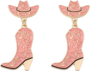 Enamel Cowgirl Earrings Western Cowboy Boots Earrings for Women Dainty Shoes Dangle Drop Earrings Charm Dangling Party Decor Jewelry
