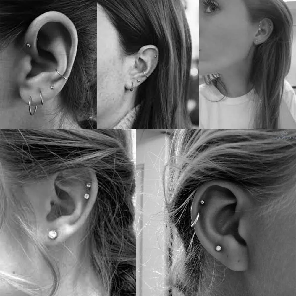 EPIRORA Sterling Silver Stud Earrings for Women Men- 3 Pairs 3mm Tiny Ball Stud Earrings Round CZ Earrings Pearl Earrings Set Cartilage Small Tragus Earrings