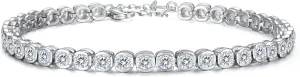 EVER FAITH 925 Sterling Silver Round Cut Clear CZ Channel-Set Tennis Bracelet Hand Accessory Jewelry for Women