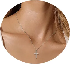 EVER FAITH Dainty 925 Sterling Silver Religious Church Faith Cross Hope Believe Choker Necklace Birthday/Mothers Day/Valentines/Christmas Jewelry Gift for Women