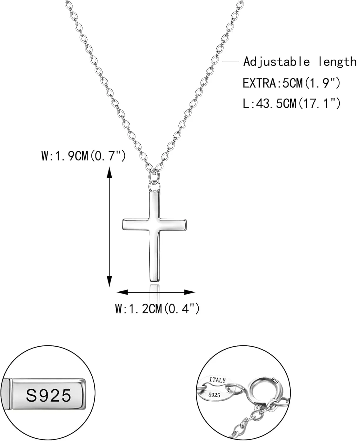 EVER FAITH Dainty 925 Sterling Silver Religious Church Faith Cross Hope Believe Choker Necklace Birthday/Mothers Day/Valentines/Christmas Jewelry Gift for Women