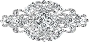 EVER FAITH Women's Crystal Vintage Art Deco Flower Symmetrical Vase Party Prom Brooch