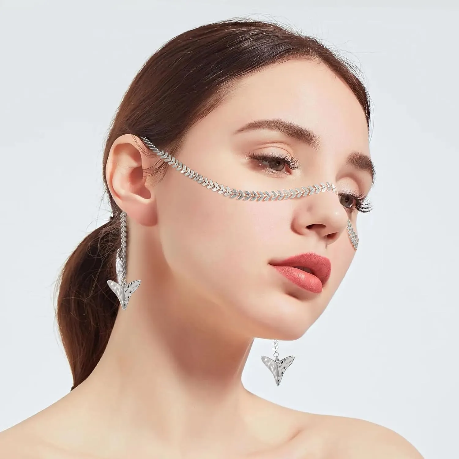 Face Chain with Arrow Pendant Chain Delicate Nose Accessories Costume Body Jewelry for Halloween Christams Party
