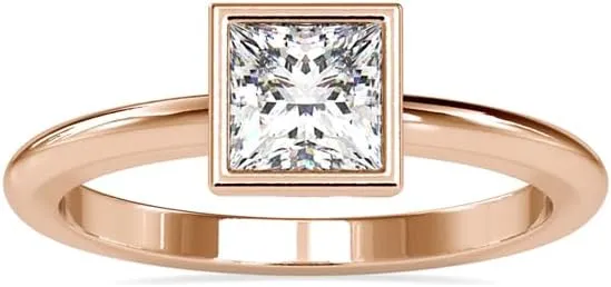 Faith 1.00 ct Princess Moissanite Engagement Ring | VVS1-D Color Lab Diamond 18K Gold Plated 925 Sterling Silver/Real Gold Anniversary Wedding Promise Rings For Women