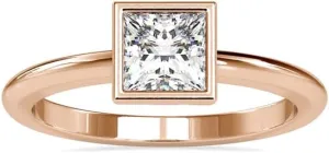 Faith 1.00 ct Princess Moissanite Engagement Ring | VVS1-D Color Lab Diamond 18K Gold Plated 925 Sterling Silver/Real Gold Anniversary Wedding Promise Rings For Women