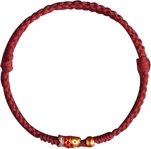 Fashion Adjustable Size Lucky Koi Fish Shaped Braided Bracelet for New Best Friend Chinese Lucky Red String Couple Bracelets(StyleC)