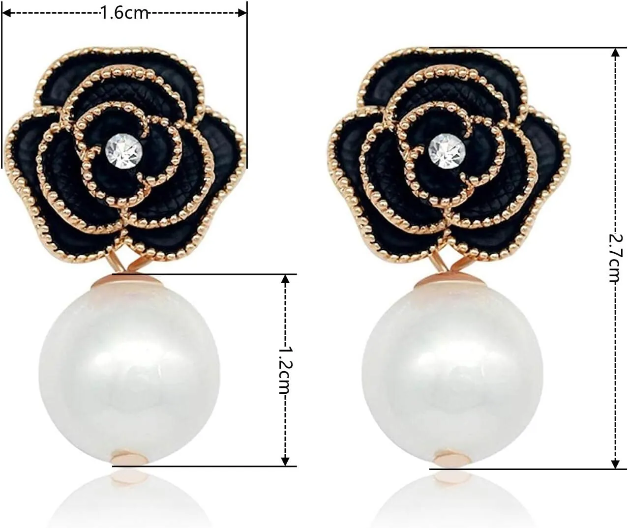 Fashion Design Faux Pearl Charm Flower Dangle Drop Earrings Studs For Women
