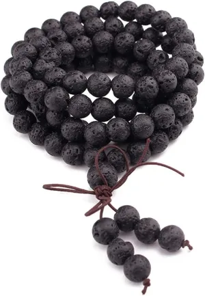Fashion Necklace Delicate 8mm Buddhist Rosary Necklace 108 Black Beads Bracelet Buddhist Prayer Religious Jewelry for Daily Wear