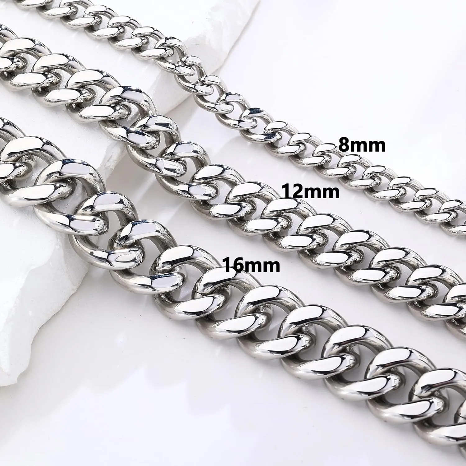 FEEL STYLE Chunky Cuban Link Chain for Men Women - Stainless Steel Gold Chain Necklace for Women Men - Dainty 18K Gold Silver Choker Thick Trendy Punk Hip Hop Cuban Chain Jewelry 8mm/12mm/16mm