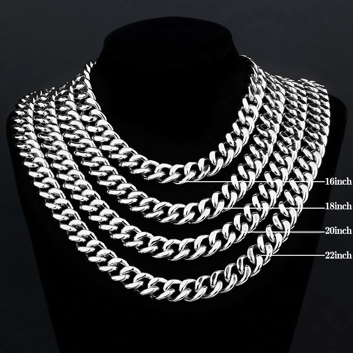 FEEL STYLE Chunky Cuban Link Chain for Men Women - Stainless Steel Gold Chain Necklace for Women Men - Dainty 18K Gold Silver Choker Thick Trendy Punk Hip Hop Cuban Chain Jewelry 8mm/12mm/16mm