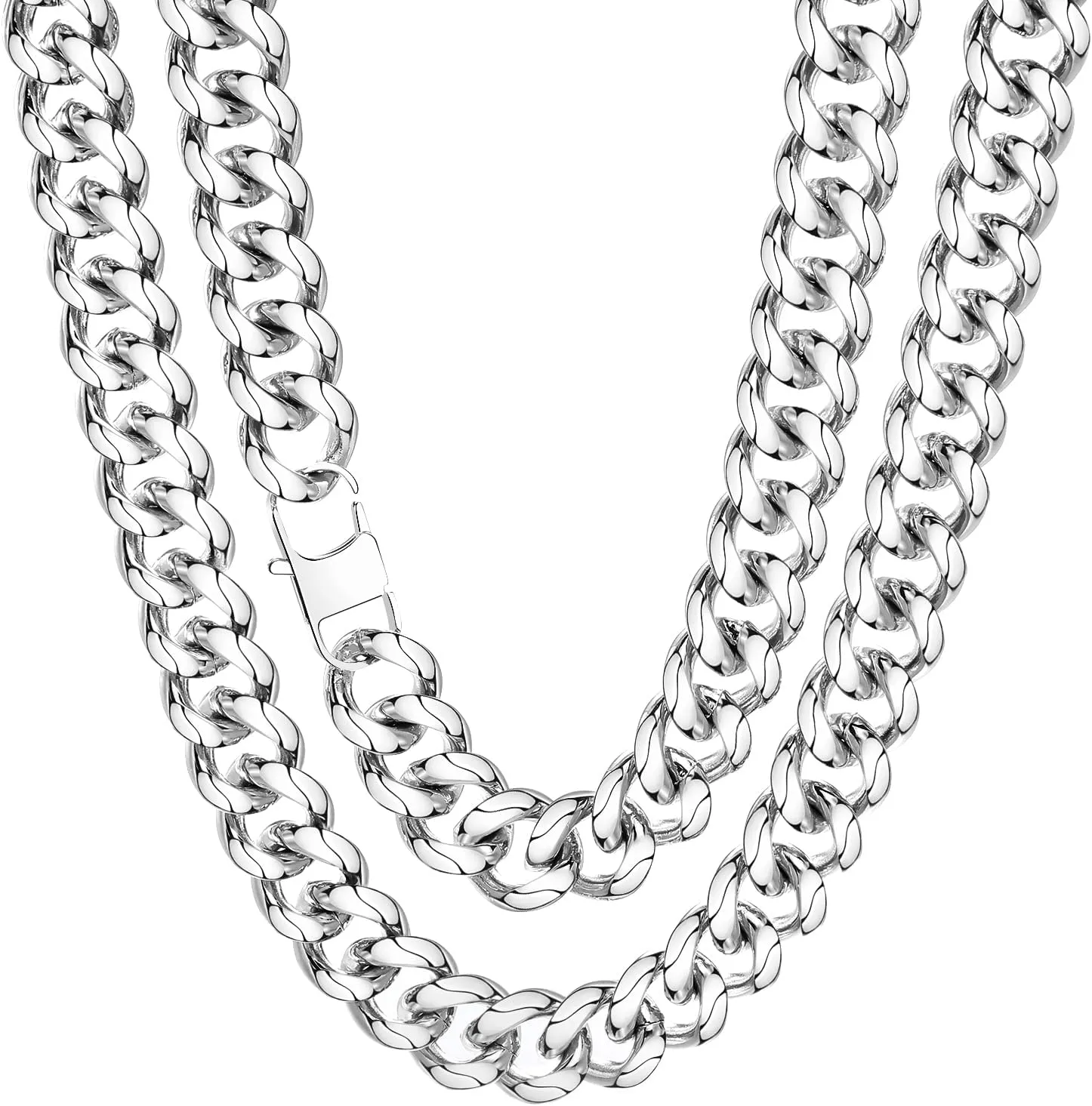 FEEL STYLE Chunky Cuban Link Chain for Men Women - Stainless Steel Gold Chain Necklace for Women Men - Dainty 18K Gold Silver Choker Thick Trendy Punk Hip Hop Cuban Chain Jewelry 8mm/12mm/16mm
