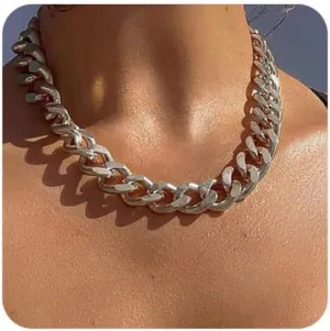 FEEL STYLE Chunky Cuban Link Chain for Men Women - Stainless Steel Gold Chain Necklace for Women Men - Dainty 18K Gold Silver Choker Thick Trendy Punk Hip Hop Cuban Chain Jewelry 8mm/12mm/16mm