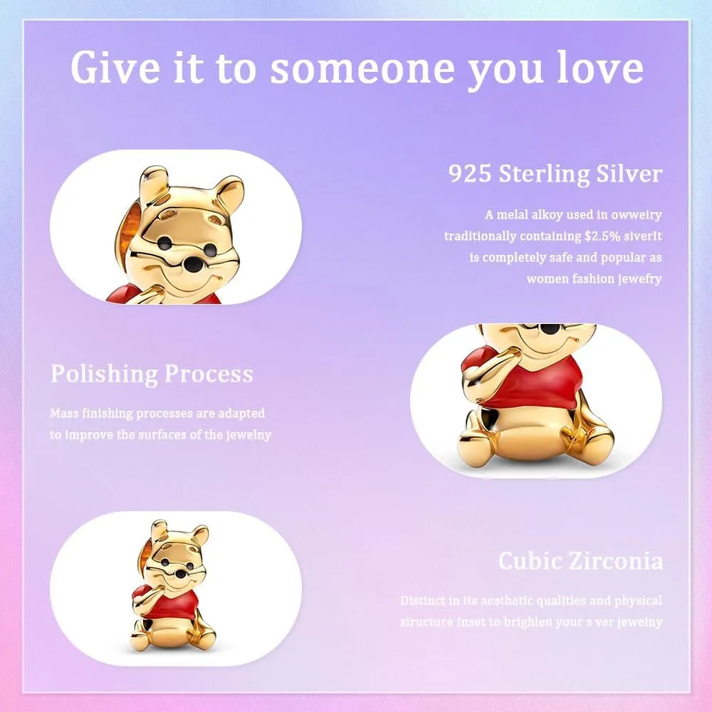 Film Cartoon Characters Charms for Women Beads Dangle Bracelet Necklace 925 Sterling Silver with 5A Cubic Zirconia,Mother's Day Birthday Christmas Ainmation Jewelry Collection Gifts
