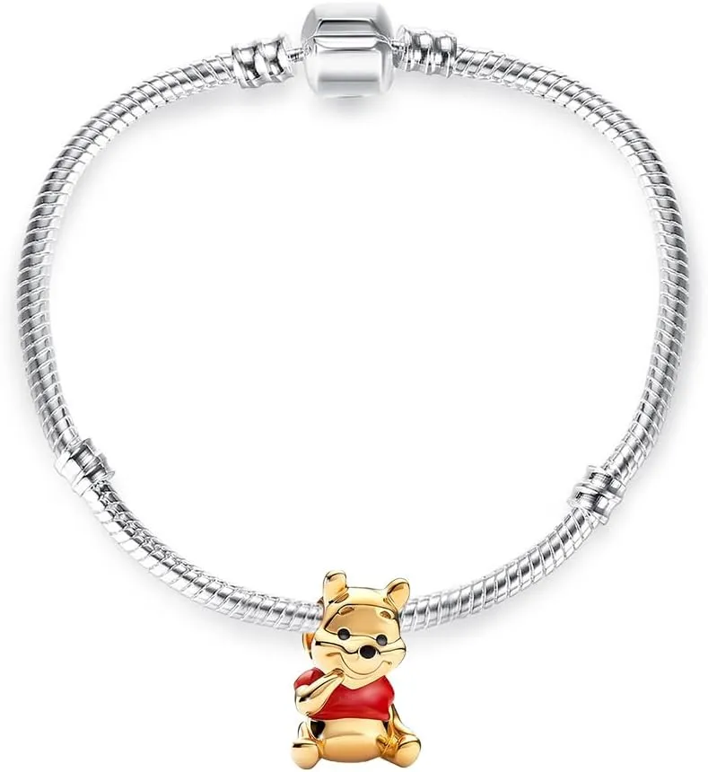 Film Cartoon Characters Charms for Women Beads Dangle Bracelet Necklace 925 Sterling Silver with 5A Cubic Zirconia,Mother's Day Birthday Christmas Ainmation Jewelry Collection Gifts