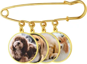 FindChic Personalized 1/2/3/4 Wedding Boutonniere Photo Charms Bouquet Pins Stainless Steel/18K Gold Plated Memorial Customized Heart/Round/Oval Picture Frames Brooch Decoration Accessories   Gift Box