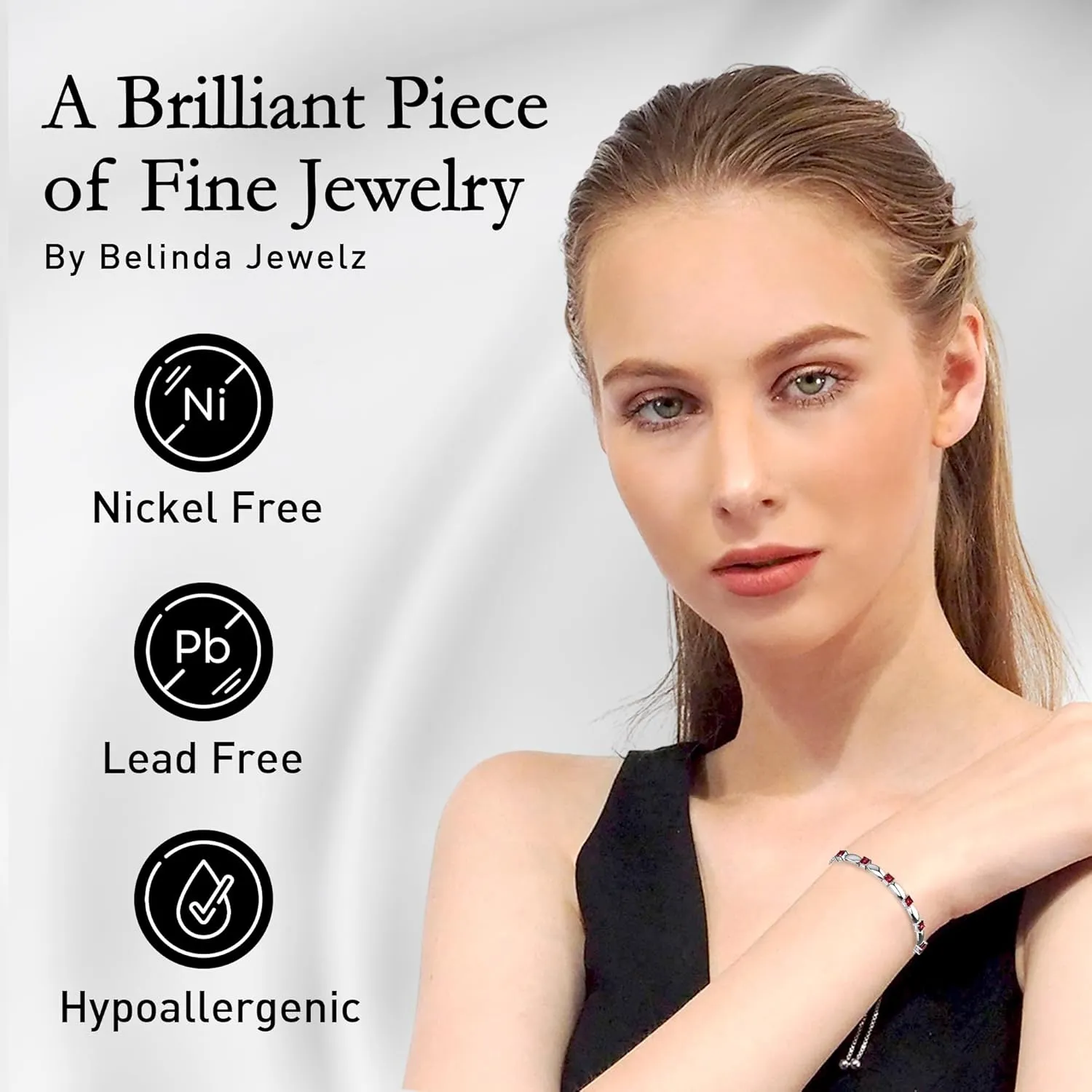 Fine Bracelet Tennis Style Pull String Birthstone Jewelry Gift for Women 925 Sterling Silver Square Sparkling Bolo Gemstone Jewelry Adjustable Bracelets