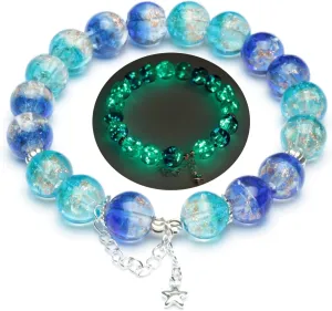 Firefly Stretch Bracelet Glow in The Dark Bracelet Spiritual Healing Bead Bracelet, Luminous Glass Bead Stretch Bracelet for Women