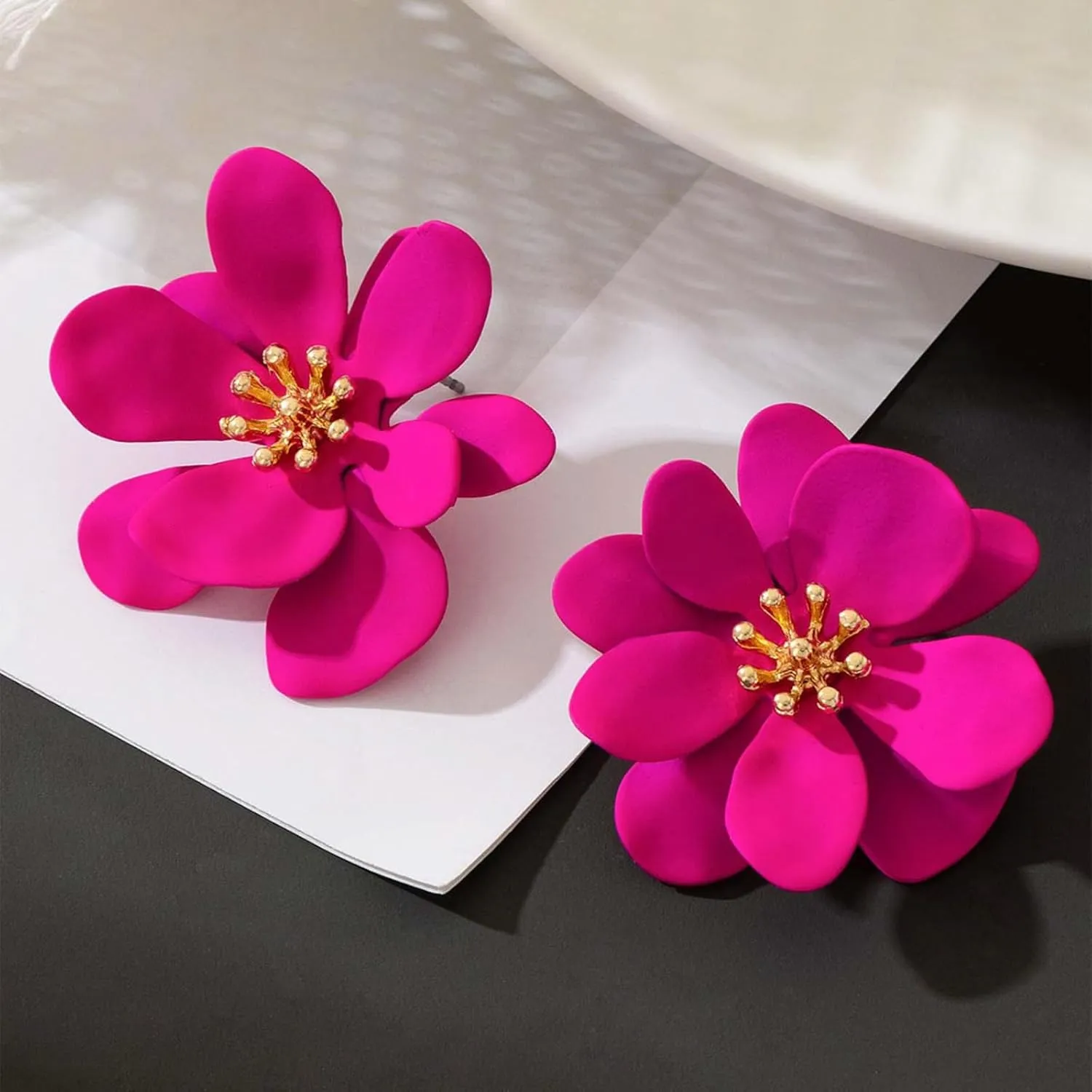 Flower Earrings for Women Boho Layered Flower Summer Beach Earrings Floral Dress Drop Earring Dainty Statement Earring Jewelry Beach Vacation Essentials