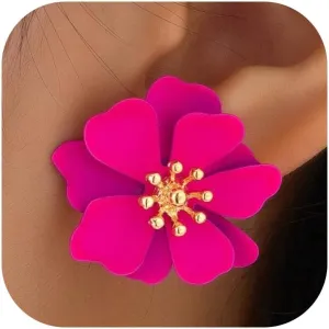 Flower Earrings for Women Boho Layered Flower Summer Beach Earrings Floral Dress Drop Earring Dainty Statement Earring Jewelry Beach Vacation Essentials
