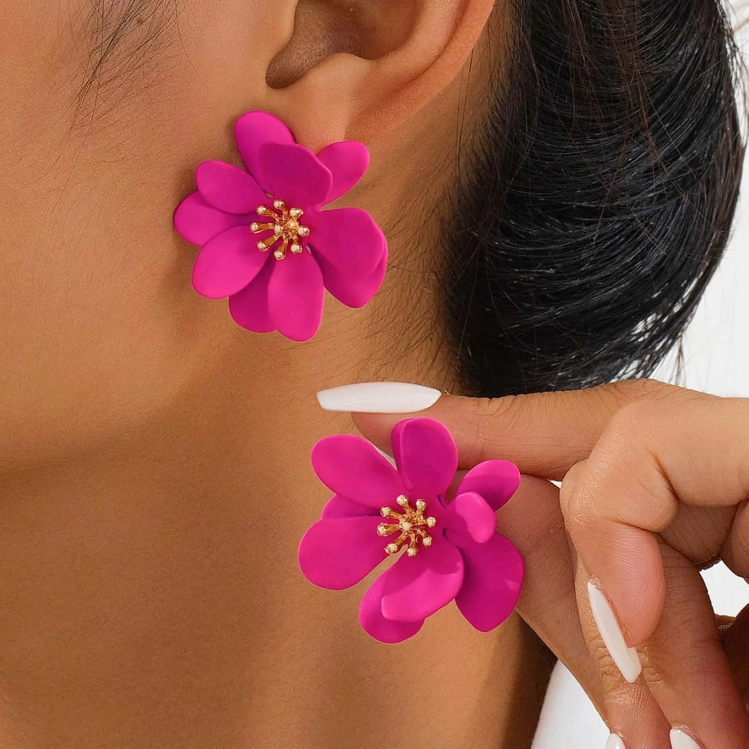 Flower Earrings for Women Boho Layered Flower Summer Beach Earrings Floral Dress Drop Earring Dainty Statement Earring Jewelry Beach Vacation Essentials