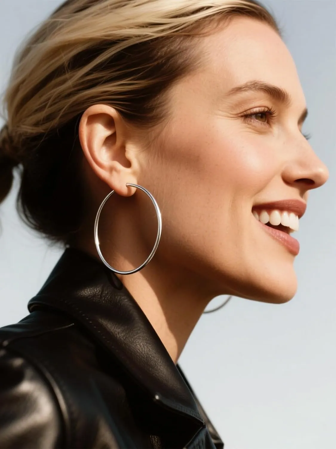 FOCALOOK 14K Gold Plated Lightweight Large Hoops| 2mm Thin Hoop Earrings for Women 30/40/50/70/100mm
