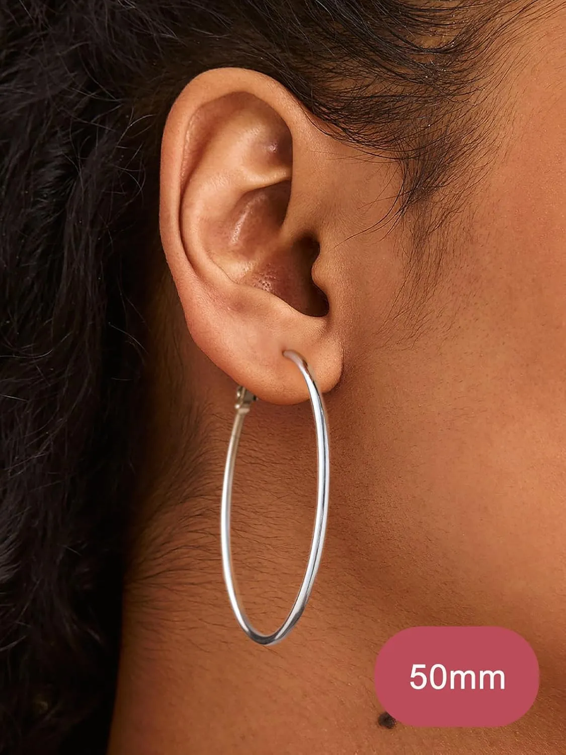 FOCALOOK 14K Gold Plated Lightweight Large Hoops| 2mm Thin Hoop Earrings for Women 30/40/50/70/100mm
