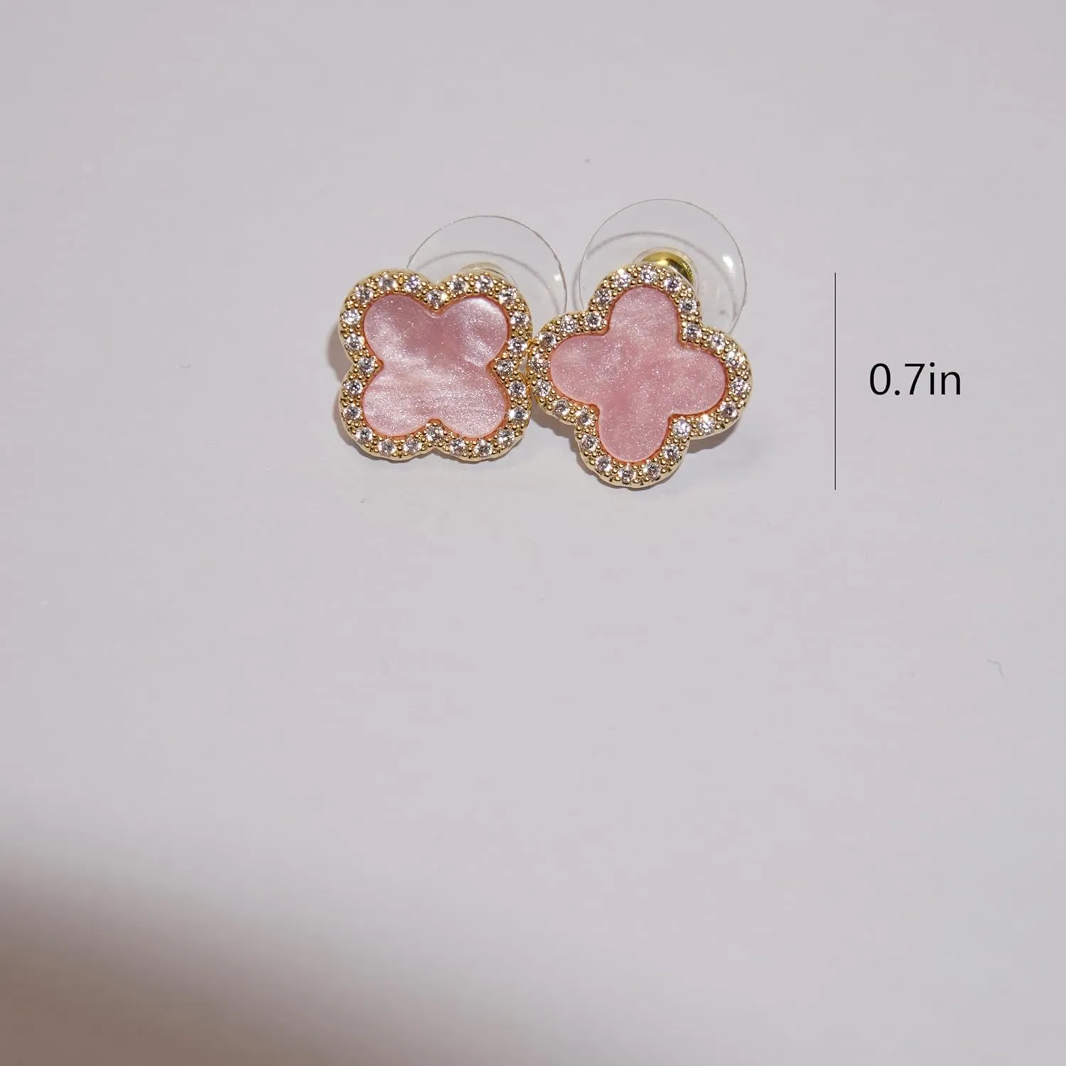 Four Leaf Clover Earrings Silver Needle Clover Earrings Full of Diamond Zircon Anti-Allergy Jewelry Earrings Large for Women or Girls
