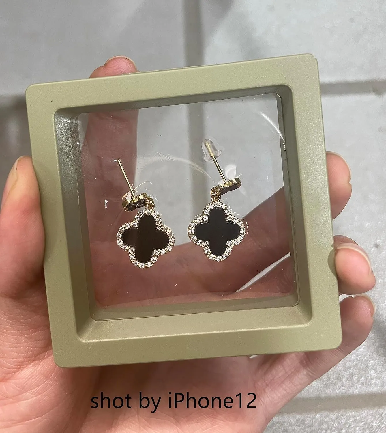 Four Leaf Clover Earrings Silver Needle Clover Earrings Full of Diamond Zircon Anti-Allergy Jewelry Earrings Large for Women or Girls