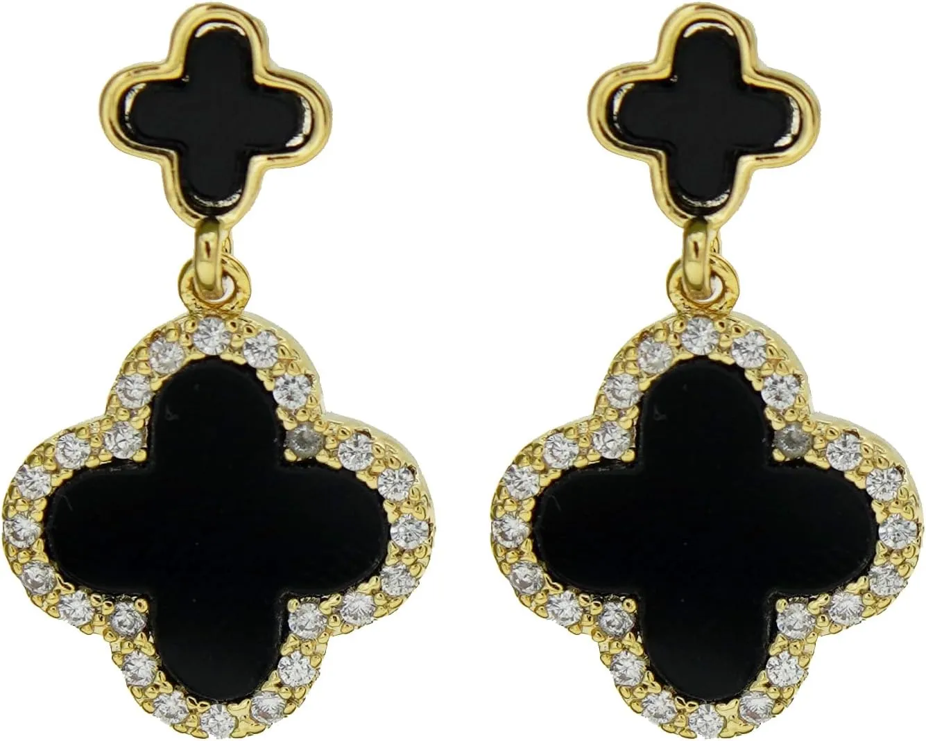 Four Leaf Clover Earrings Silver Needle Clover Earrings Full of Diamond Zircon Anti-Allergy Jewelry Earrings Large for Women or Girls