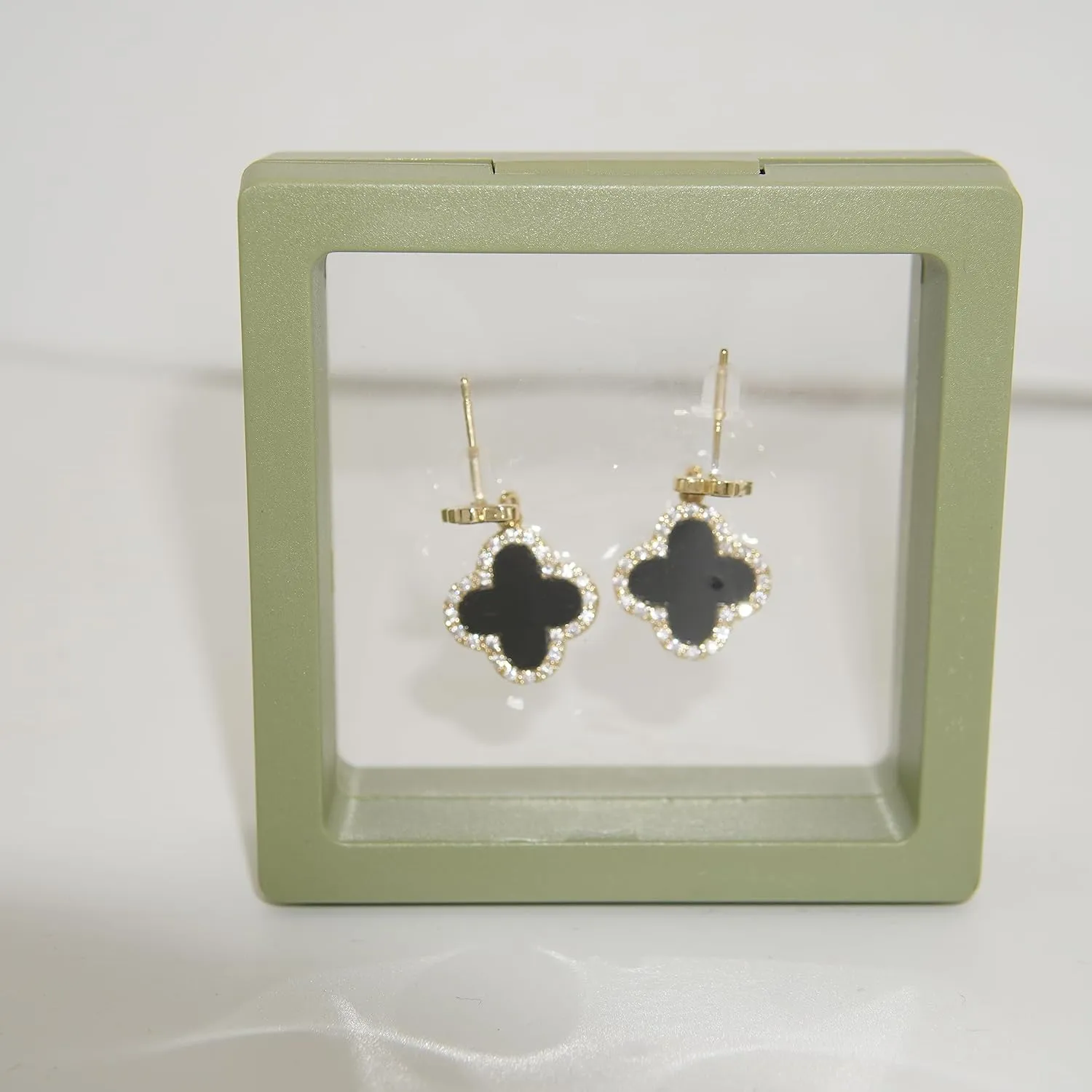 Four Leaf Clover Earrings Silver Needle Clover Earrings Full of Diamond Zircon Anti-Allergy Jewelry Earrings Large for Women or Girls