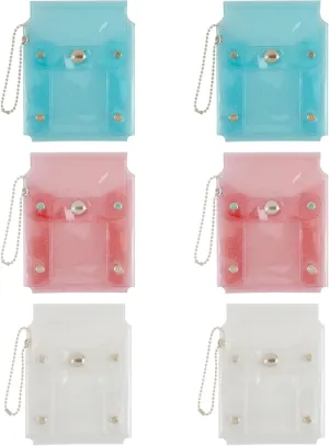 Framendino, 6 Pack Clear Keychain Pouch Lipstick Case Key Chains Waterproof Coin Purse Mini Storage Bags for Women
