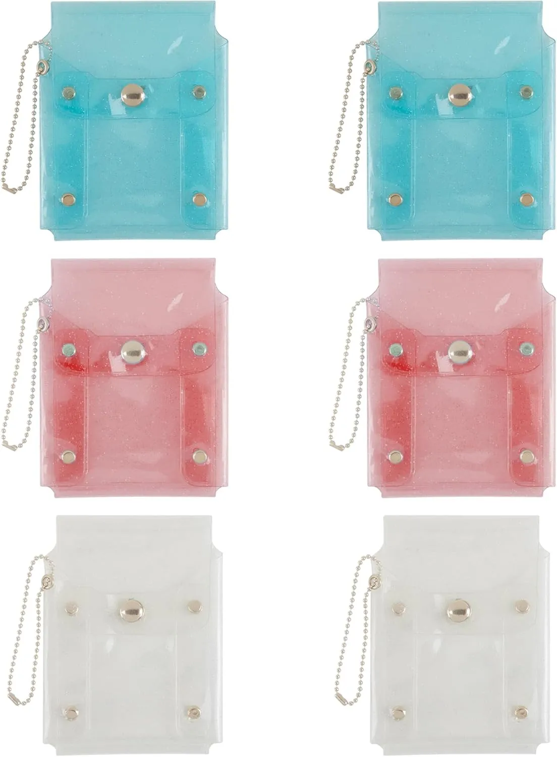 Framendino, 6 Pack Clear Keychain Pouch Lipstick Case Key Chains Waterproof Coin Purse Mini Storage Bags for Women