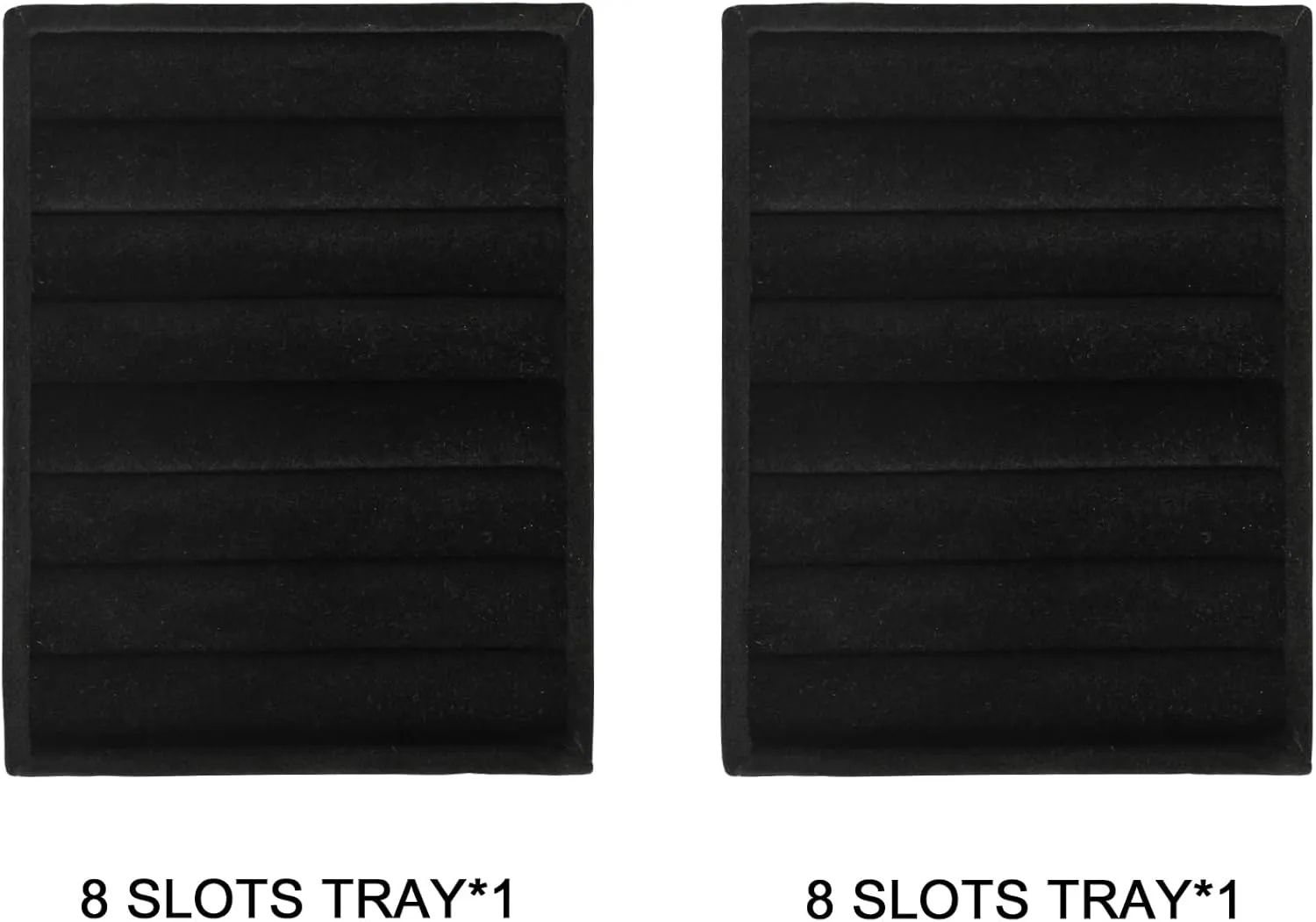 Frebeauty Small Jewelry Tray Set,Velvet Ring Organizer,Stackable Jewelry Organizer Tray,Mini Jewelry Drawer Organizer,4.92 x 3.74 x 0.9 Inches,7 Slots Ring Tray for Women (Set 2,Black)
