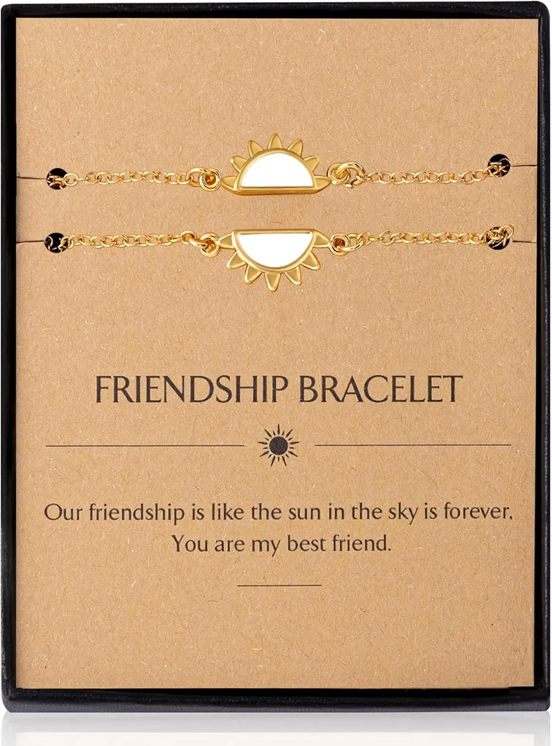 Friendship Sun Bracelet, 16k Gold Plated Copper Sun Dainty Bracelets Delicate Adjustable Link for Graduation Birthday Anniversary