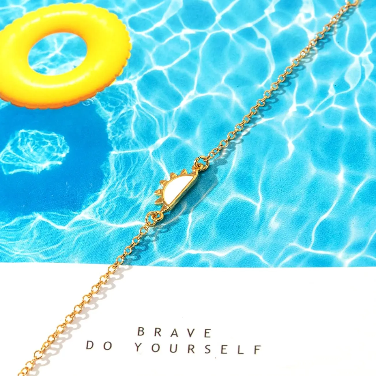 Friendship Sun Bracelet, 16k Gold Plated Copper Sun Dainty Bracelets Delicate Adjustable Link for Graduation Birthday Anniversary