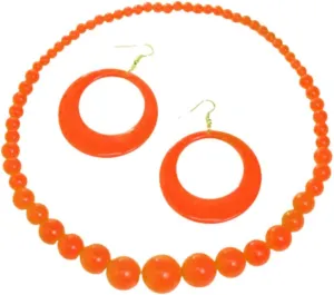 Fuqimanman2020 Colorful Neon Acrylic Beaded Necklace Earrings Set for Women 70s 80s Retro Circle Round Dangle Drop Earrings Boho Exaggerated Geometry Necklace Earrings Jewelry Gift