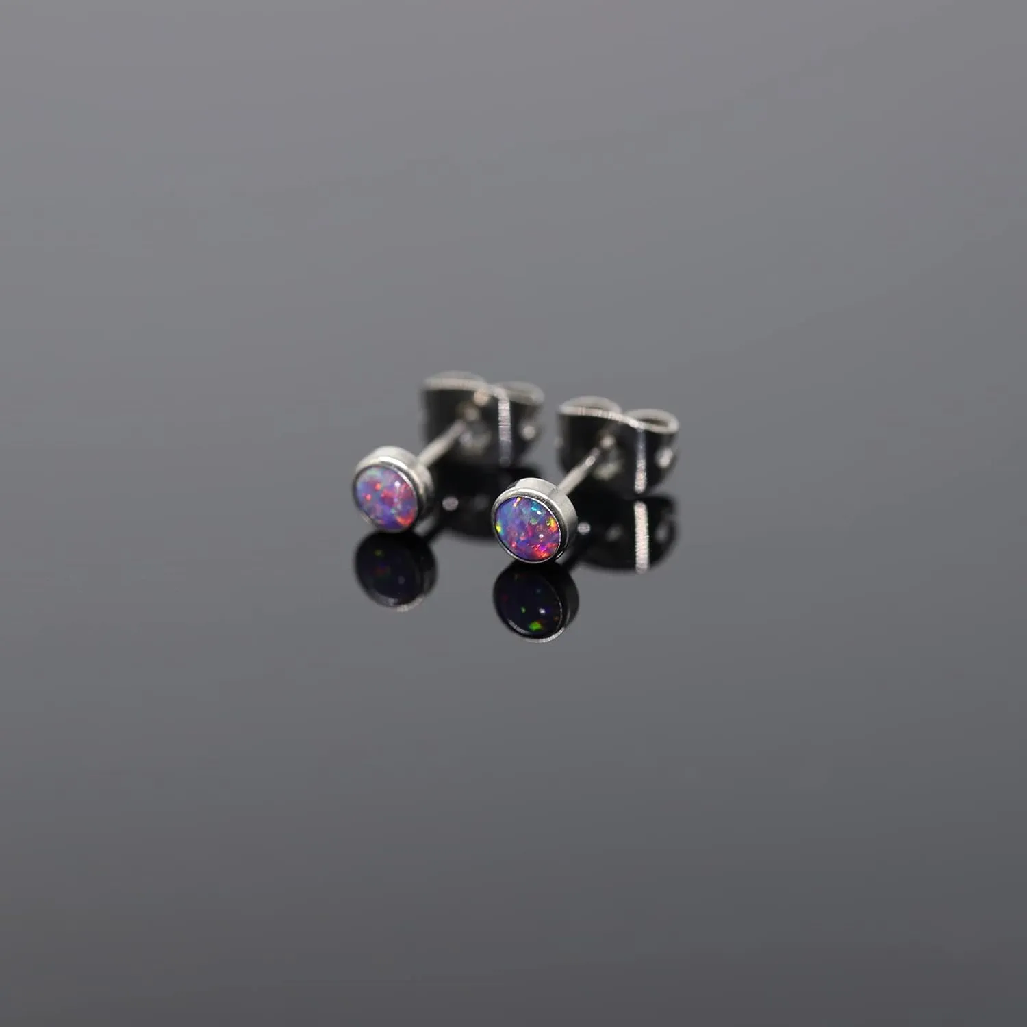 G23 Titanium Opal Stud Earrings for Women Girls Hypoallergenic Earring with 4mm 5mm Birthstone for Sensitive Ear Fashion Women's Jewelry(2pcs)