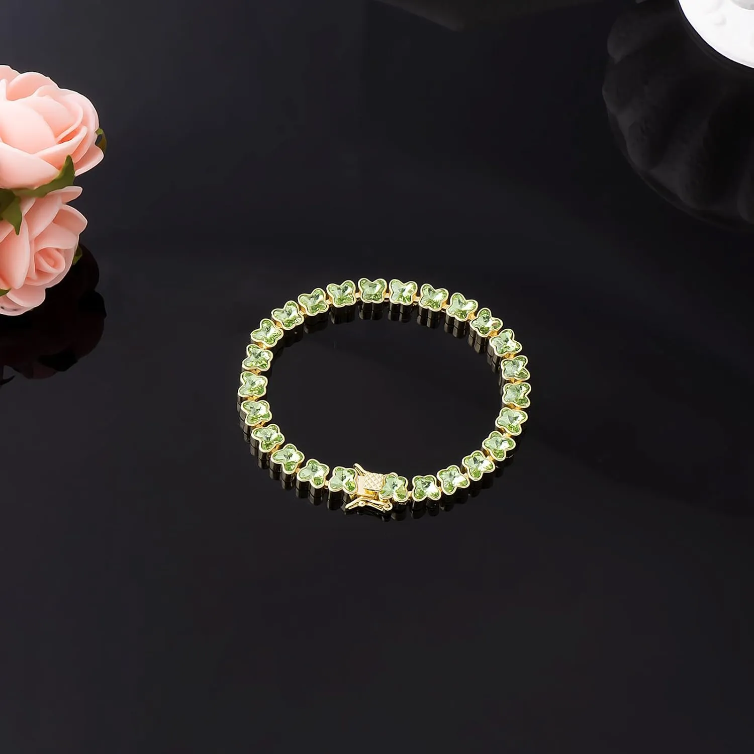 G&GEMSJEW Butterfly Crystal Classic Tennis Bracelet | Platinum Plated Bracelets for Women | Size 6.5 Inch-7.5 Inch