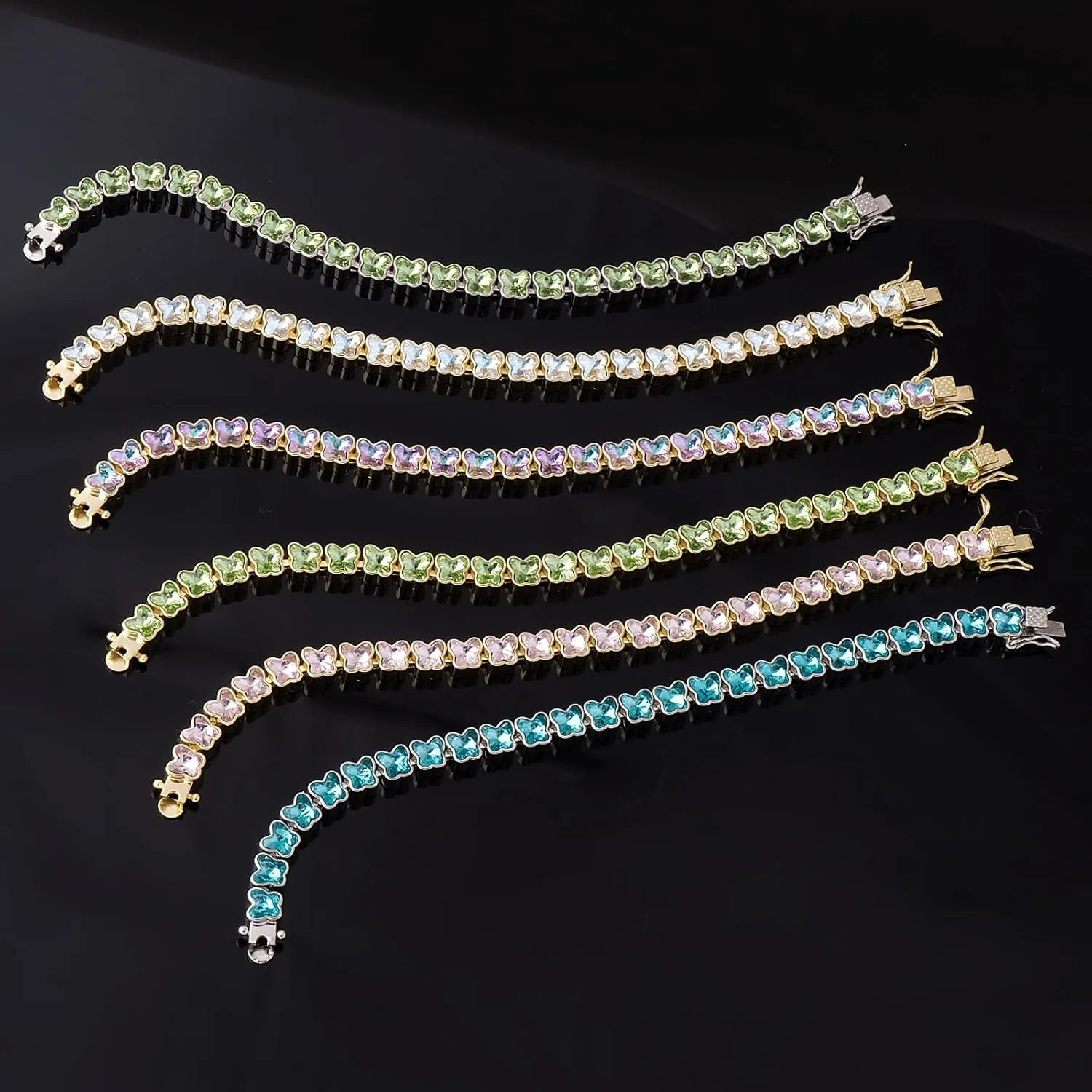 G&GEMSJEW Butterfly Crystal Classic Tennis Bracelet | Platinum Plated Bracelets for Women | Size 6.5 Inch-7.5 Inch