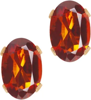 Gem Stone King 0.80 Cttw Oval Shape Orange Red Madeira Citrine 18K Rose Gold Plated Silver Stud Earrings For Women Men