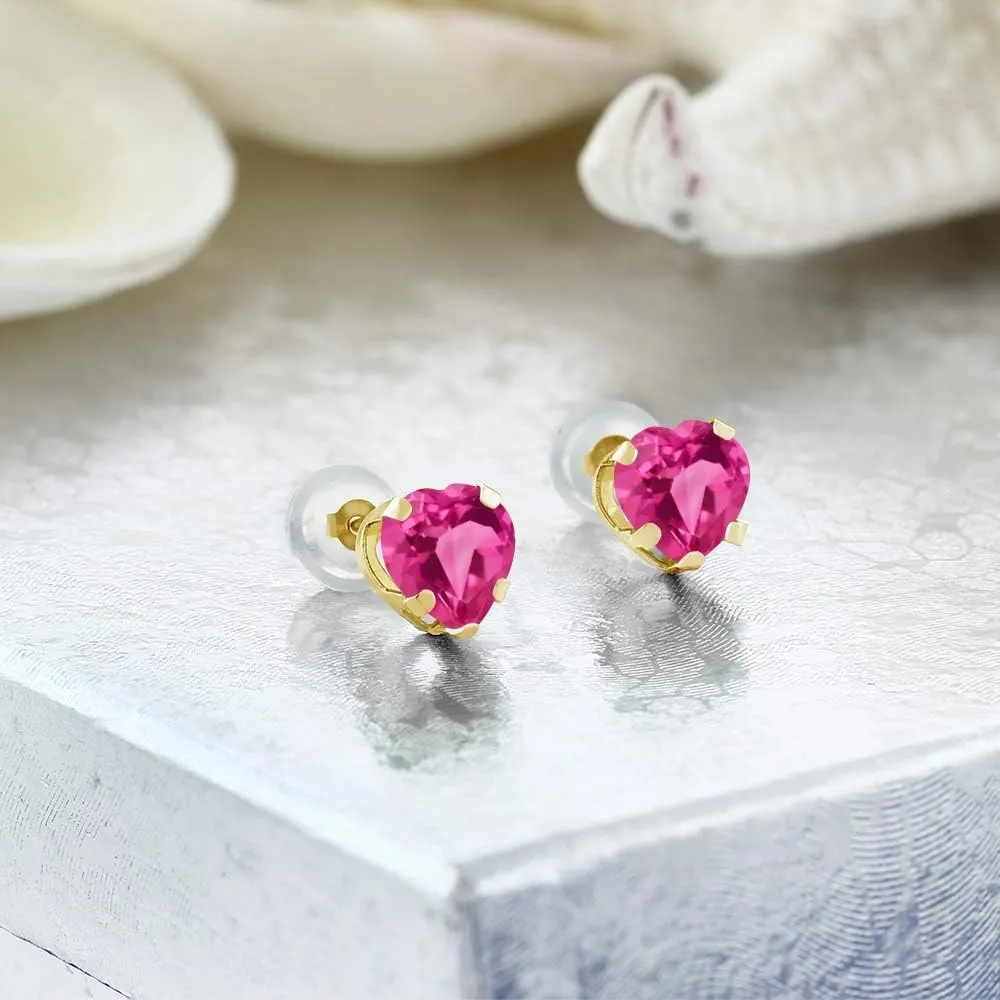 Gem Stone King 10K Gold 6MM Heart Shape Gemstone Birthstone Stud Earrings For Women and Men | Fine Jewelry for Her Him Mom Dad Wife