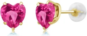 Gem Stone King 10K Gold 6MM Heart Shape Gemstone Birthstone Stud Earrings For Women and Men | Fine Jewelry for Her Him Mom Dad Wife