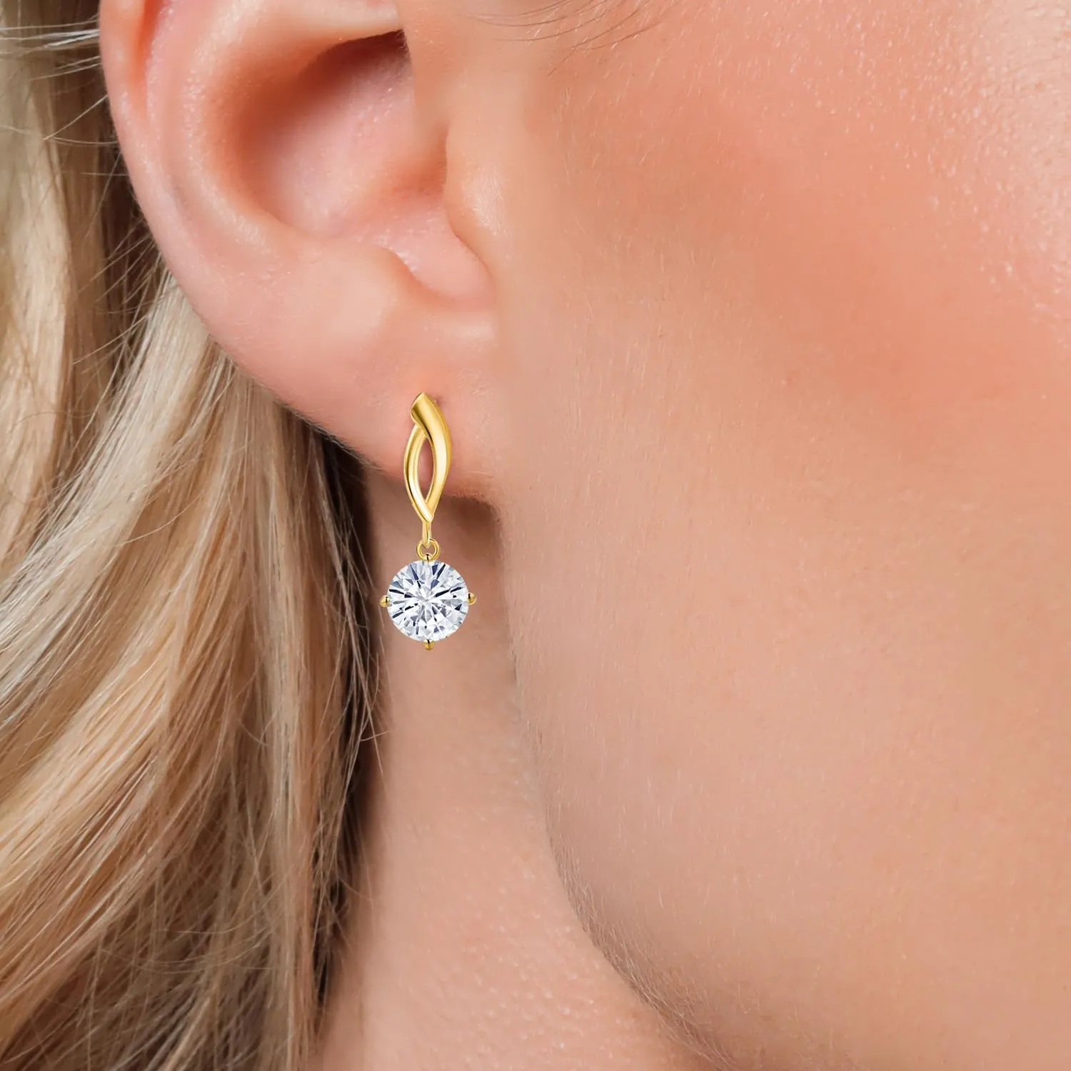 Gem Stone King 10K Yellow Gold Gemstone Birthstone Dangle Earring for Women | Round 6.5MM | Fine Jewelry Gifts for Her Mom Women Wife