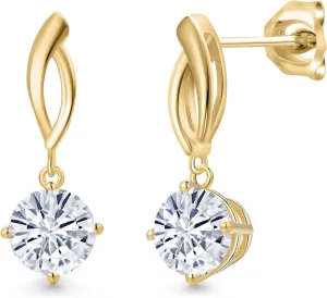 Gem Stone King 10K Yellow Gold Gemstone Birthstone Dangle Earring for Women | Round 6.5MM | Fine Jewelry Gifts for Her Mom Women Wife