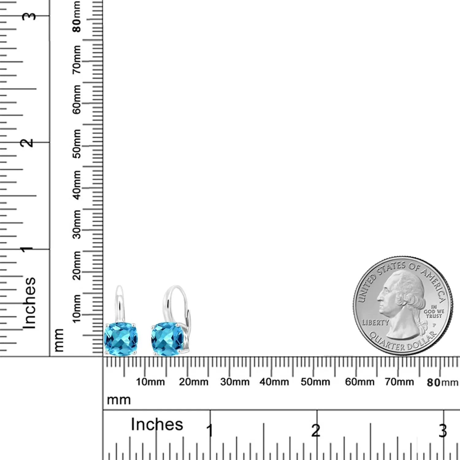 Gem Stone King 4-6 Cttw Cushion Cut Gemstone Birthstone Leverback Dangle Earrings for Women | 925 Sterling Silver | 8MM Cushion | Fine Jewelry for Her Mom Wife